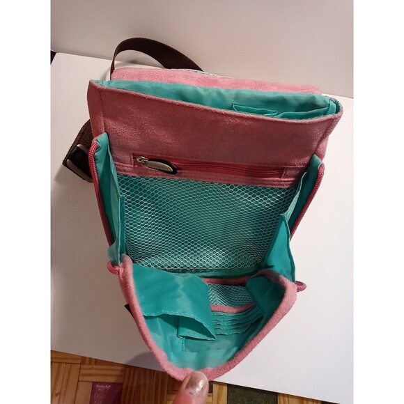 TRAVELON Pink Faux Suede Anti-Theft Crossbody Bag Purse & Wallet Many Pockets - Picture 2 of 12